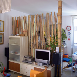 Separè canne di bambù - n° 16 canne + Supporto metallico smaltato